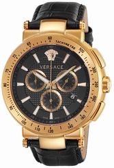 Versace Watches : VFG140016 Black Dial Calfskin Band Men Watch