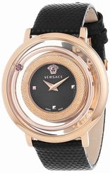 Versace Watches : VFH030013 Quartz Analog Black Leather Women Watch