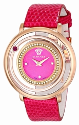 Versace Watches : VFH150014 Quartz Analog Diamond Pink Leather Women Watch