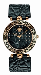 Versace Watches : VK7070013 Quartz Analog Diamond Black Leather Women Watch