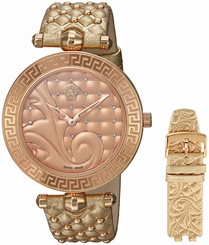 Versace Watches : VK7190014 Quartz Diamond Dial Leather Women Watch