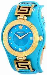 Versace Watches : VLA080014 Quartz Analog Blue Leather Women Watch
