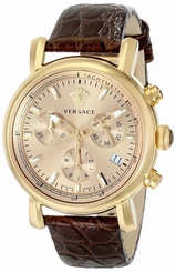Versace Watches : VLB070014 Quartz Chronograph Date Brown Leather Women Watch