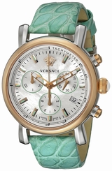 Versace Watches : VLB130015 Mother of Pearl Dial Chronograph Date Leather Women Watch