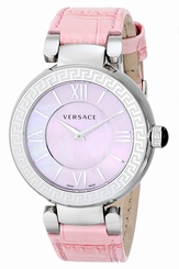 Fake AAA Versace Watches : VNC020014 Quartz Mother of Pearl Dial Pink Leather Women Watch Watch