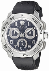 Versace Watches : VQC010015 Quartz Chronograph Date Black Leather Men Watch