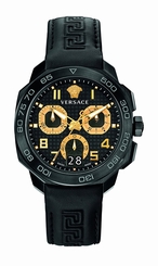 Fake AAA Versace Watches : VQC020015 Quartz Chronograph Date Black Leather Men Watch Watch