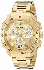 Versace Watches : VQC04-0015 Gold Dial Stainless Steel Band Men Watch