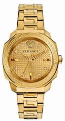 Versace Watches : VQD060015 Gold Dial Stainless Steel Band Women Watch