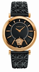 Versace Watches : VQG04-0015 Quartz Analog Black Leather Women Watch