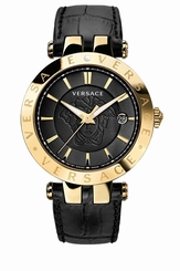 Versace Watches : VQP030015 Quartz Analog Black Leather Men Watch