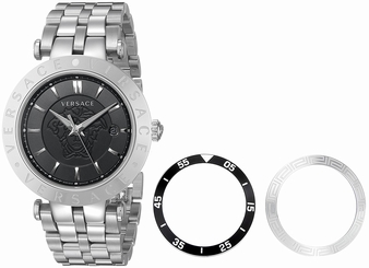Versace Watches : VQP070015 Black Dial Stainless Steel Band Men Watch