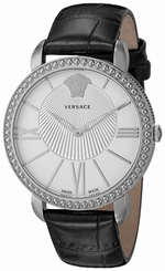 Versace Watches : VQQ010015 Quartz Analog Black Leather Women Watch