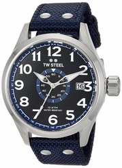 TW Steel Watches : VS31 Quartz Black Dial Date Blue Textile Strap Men Watch