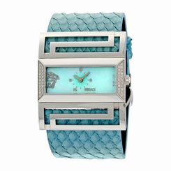 Versace Watches : VSQ91LD115-S115P Blue Mother Of Pearl Dial Fixed Silver-tone Set With Diamonds Band Men Watch