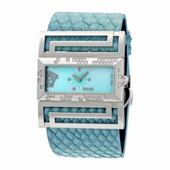 Versace Watches : VSQ91ND115-S115P Blue Mother Of Pearl Dial Fixed Silver-tone Set With Diamonds Band Men Watch