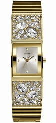 Guess Watches : W0002L2 Quartz Silver Dial Gold Tone Stainless Steel Case And Bracelet Women Watch