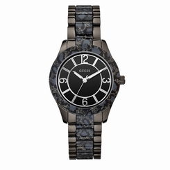 Guess Watches : W0014L3 Quartz Black Dial Stainless Steel Case With Black Stainless Steel Bracelet Women Watch