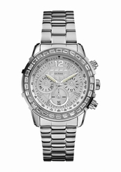 Guess Watches : W0016L1 Quartz Silver Dial Stainless Steel Case Bracelet Women Watch