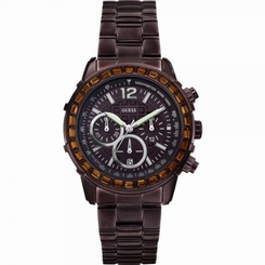 Guess Watches : W0016L4 Quartz Brown Dial Stainless Steel Case With Brown Stainless Steel Bracelet Women Watch