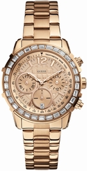 Guess Watches : W0016L5 Quartz Chronograph Date Rose Gold Tone Stainless Steel Women Watch