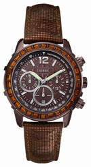 Fake AAA Guess Watches : W0017L4 Quartz Brown Dial Stainless Steel Case With Brown Leather Strap Women Watch Watch