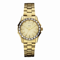 Guess Watches : W0018L2 Quartz Gold Tone Dial And Gold Tone Stainless Steel Case With Gold Tone Stainless Steel Bracelet Women Watch