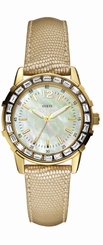 Guess Watches : W0019L3 Quartz Analog Gold Leather Strap Women Watch