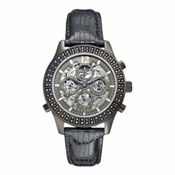 Guess Watches : W0020L2 Quartz Silver Dial Rose Gold Stainless Steel Case With White Leather Strap Women Watch
