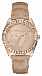 Guess Watches : W0023L4 Quartz Analog Crystal Bezel Leather Women Watch
