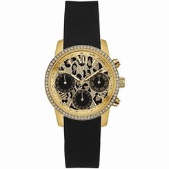 Guess Watches : W0023L6 Gold Dial Rubber Band Women Watch