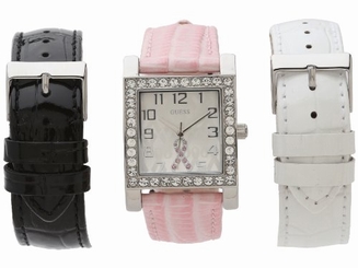 Guess Watches : W0032L2 Quartz Analog Interchangeable Leather Strap Set Women Watch