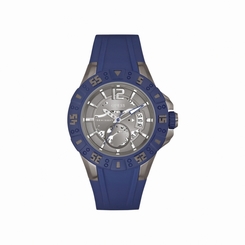 Guess Watches : W0034G6 Quartz Silver Dial Stainless Steel Case With Blue Silicone Strap Men Watch