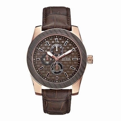 Guess Watches : W0035G1 Brown Dial Leather Men Watch
