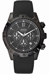 Guess Watches : W0038G1 Black Dial Silicone Band Men Watch