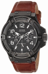 Guess Watches : w0040g8 Black Dial Calfskin Band Men Watch