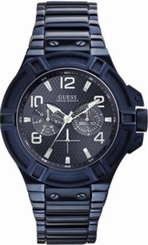Guess Watches : W0041G2 Quartz Analog Day Date Blue Stainless Steel Men Watch