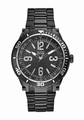 Guess Watches : W0043G2 Quartz Black Dial Stainless Steel Case With Black Stainless Steel Bracelet Men Watch