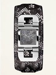 Guess Watches : W0054L1 Quartz Crystal Accented Dial Black Leather Women Watch