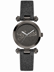 Guess Watches : W0057L4 Quartz Black Dial With Black Polished Stainless Steel Case And Black Leather Strap Women Watch
