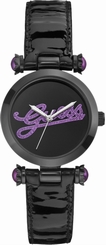 Guess Watches : W0057L6 Quartz Analog Black Leather Strap Women Watch