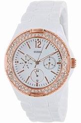 Guess Watches : W0062L6 White Dial Plastic Band Women Watch