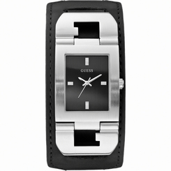 Guess Watches : W0066G1 Quartz Black Dial Stainless Steel Case With Black Leather Strap Men Watch