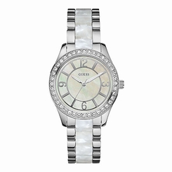 Guess Watches : W0074L1 Quartz Goddess White Dial Stainless Steel Case And Bracelet Women Watch