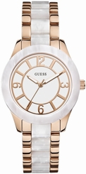 Guess Watches : W0074L2 Quartz Analog Rose Gold Tone Dial Stainless Steel Women Watch