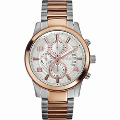 Guess Watches : W0075G2 Quartz White Dial Rose Gold And Stainless Steel Case With Rose Gold And Stainless Steel Bracelet Men Watch