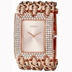 Guess Watches : W0085L3 Quartz Analog Crystal Bezel Rose Gold Tone Stainless Steel Women Watch