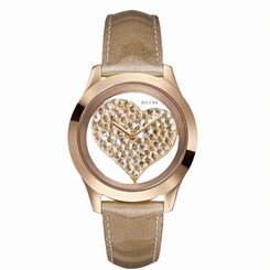 Guess Watches : W0113L3 Quartz Rose Gold Dial, Rose Gold And Stainless Steel Case With Beige Leather strap Women Watch