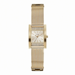 Guess Watches : W0127L2 Quartz White Dial Gold Stainless Steel Case With Gold And Stainless Steel Bracelet Women Watch