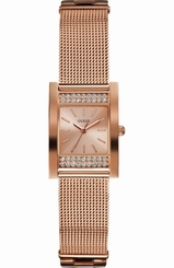 Guess Watches : W0127L3 Quartz White Dial Rose Gold Stainless Steel Case With Rose Gold And Stainless Steel Bracelet Women Watch